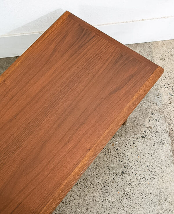 Mid Century Modern Coffee Table American Martinsville Walnut Surfboard Merton Gershun - Image 10