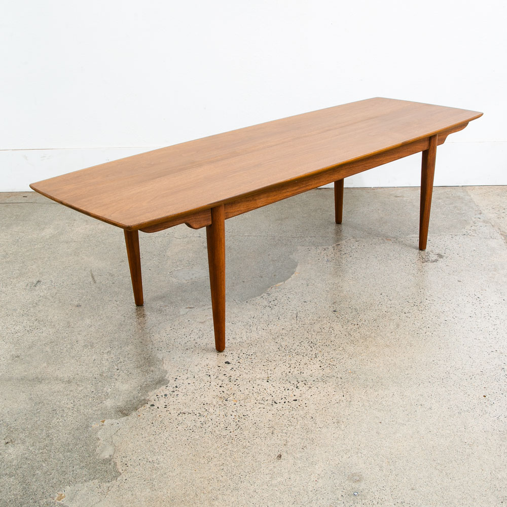 Mid Century Modern Coffee Table Walnut Heritage Henredon Vintage Surfboard Mcm - Image 2
