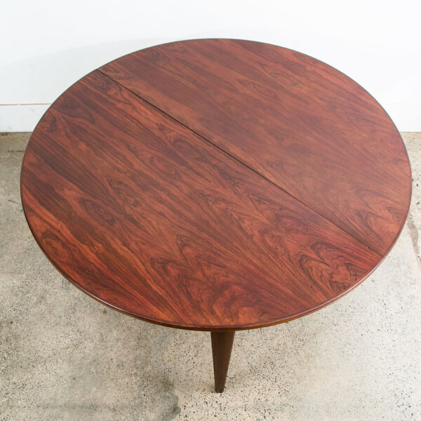 Mid Century Danish Modern Dining Table Oval Rosewood Extension x1 Denmark Round - Image 2