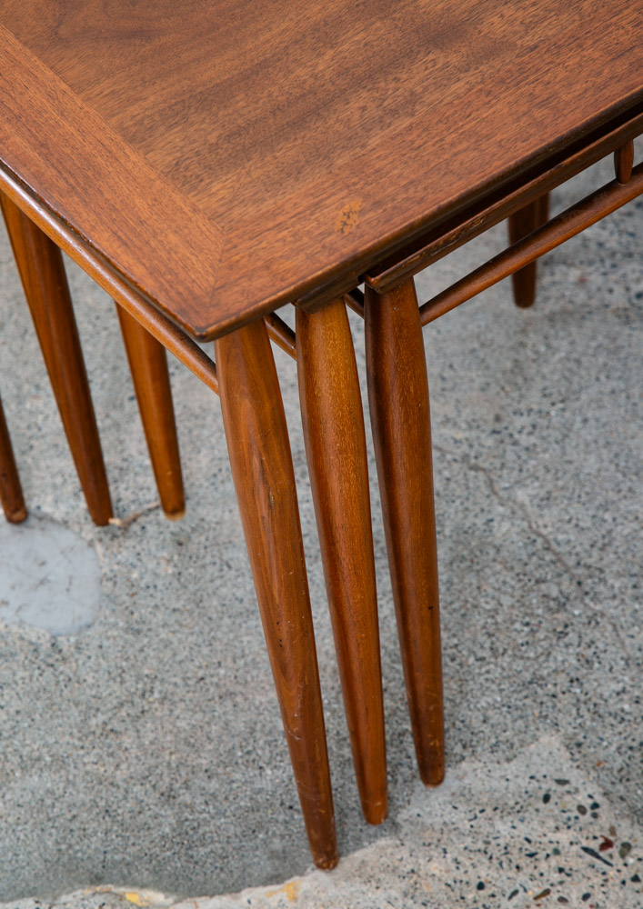 Mid Century Modern Nesting Tables Walnut Set 3 Heritage Henredon Vintage Three M - Image 12