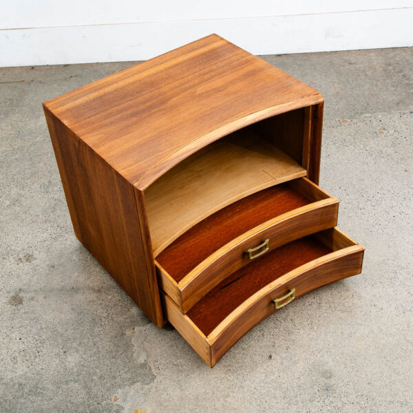 Mid Century Modern Nightstand End Side Table Walnut 2 Drawer Johnson Paul Frankl - Image 5