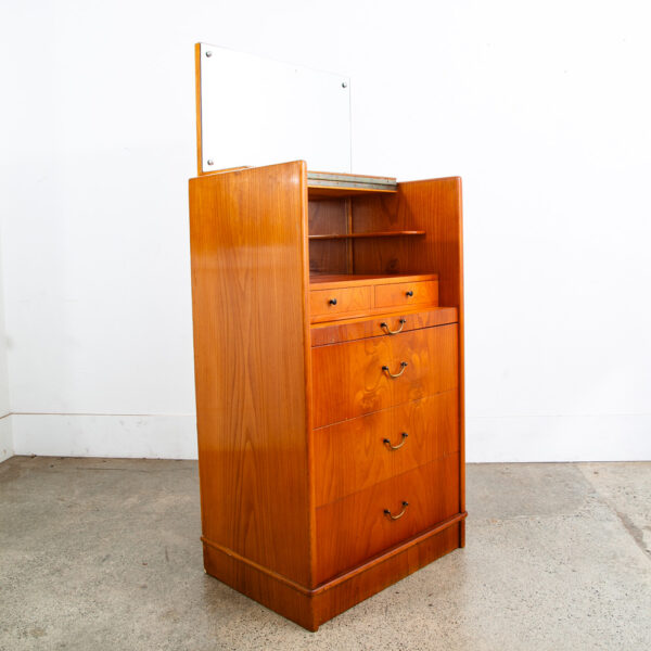 Mid Century Danish Modern Desk Vanity Office Wood 5 Drawers Denmark Mirror Mcm - Image 8