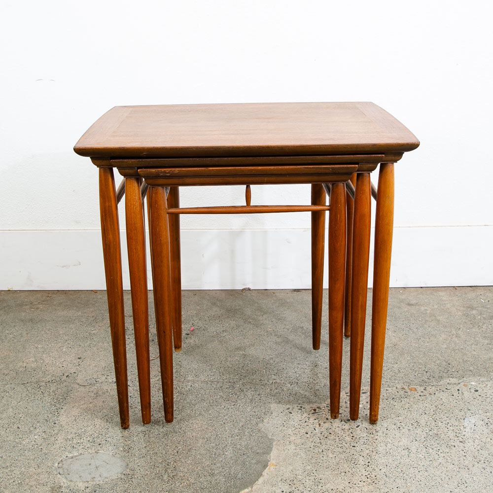 Mid Century Modern Nesting Tables Walnut Set 3 Heritage Henredon Vintage Three M - Image 7