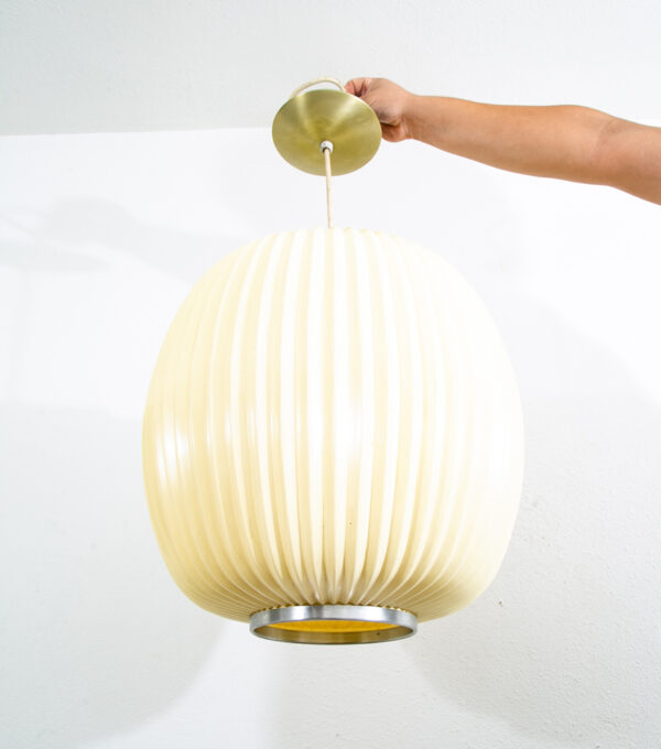 Mid Century Modern Pendant Lamp Set Light Lightolier White Hanging Design Pair - Image 6