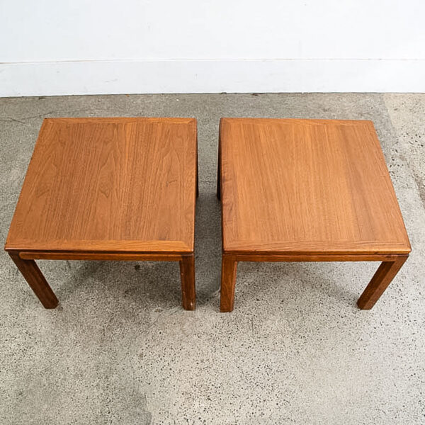 Mid Century Danish Modern End Tables Side Square Walnut Low Cube Nightstands Mcm - Image 2