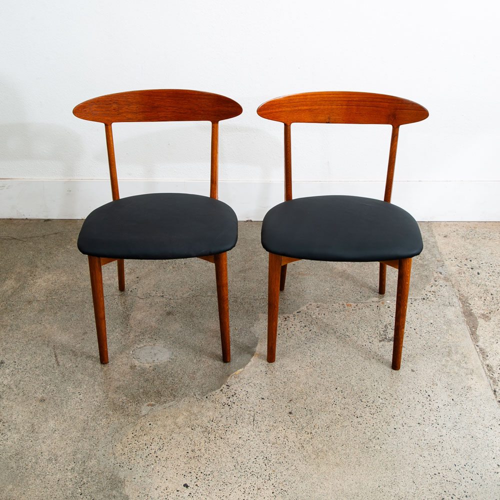 Mid Century Danish Modern Dining Chair Set Pair Two Kurt Ostervig Black Teak Oak - Image 5