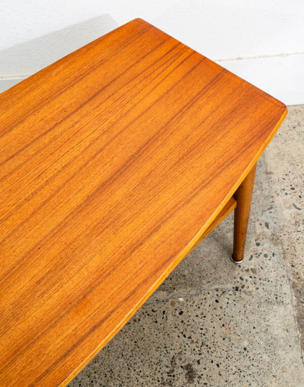Mid Century Danish Modern Coffee Table Slat Shelf Teak Surfboard Vintage Mcm - Image 10