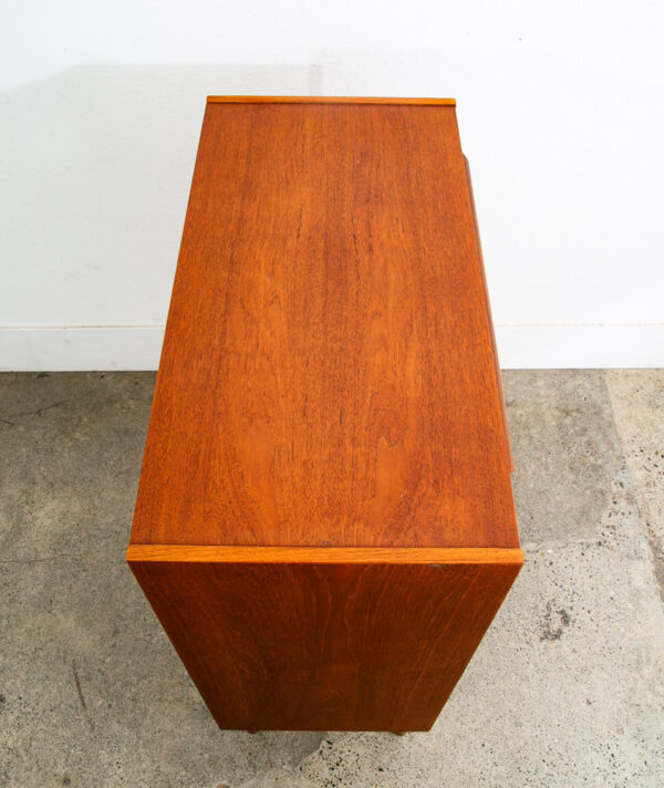 Mid Century Danish Modern Dresser Highboy 6 Drawer Teak Denmark Compact 30.5"W - Image 4