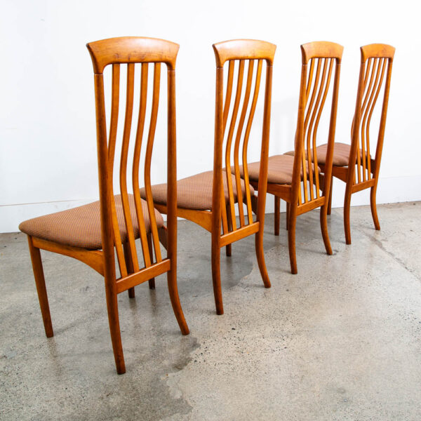 Mid Century Modern Dining Chairs Set 4 Highback Orange Rust Vintage Spindle Mcm - Image 12