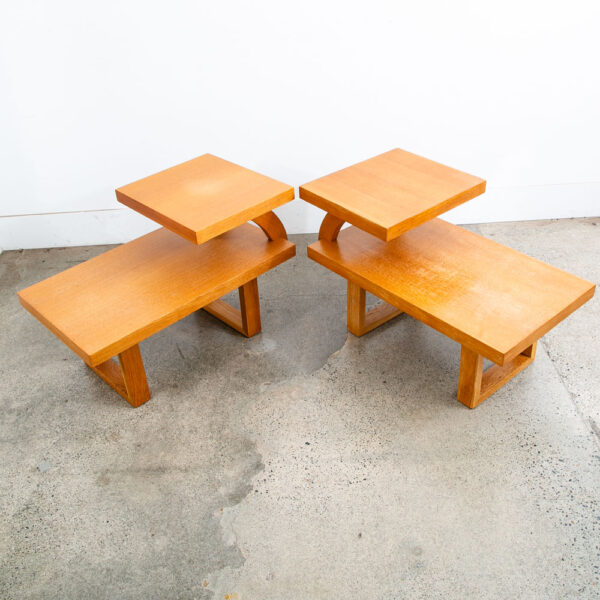 Mid Century Modern Nightstands Side Tables End Step Up Oak Mcm Vintage Blonde - Image 2