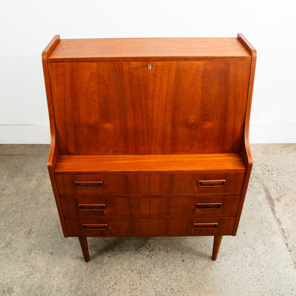 Mid Century Danish Modern Secretary Desk Bureau Denmark Teak Drawers Tibergaard - Image 5