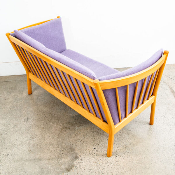 Mid Century Danish Modern Sofa Couch Erik Jorgensen Purple 2 Seat Denmark Wood - Image 10