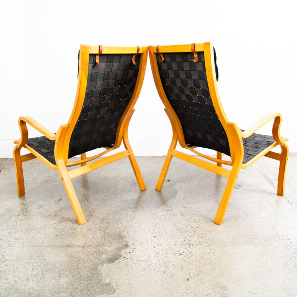 Mid Century Danish Modern Lounge Chair Set Armchair Black Finn Ostergaard Pair - Image 4