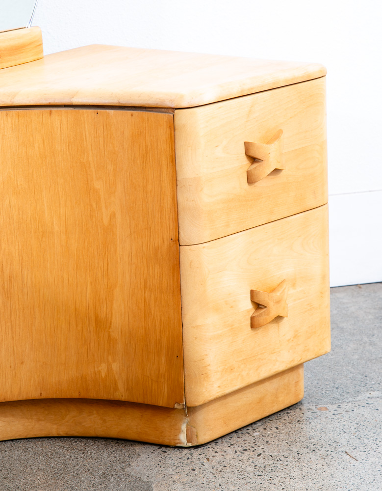 Mid Century Modern Vanity Dressing Table Heywood Wakefield Rio Round Mirror Mcm - Image 8