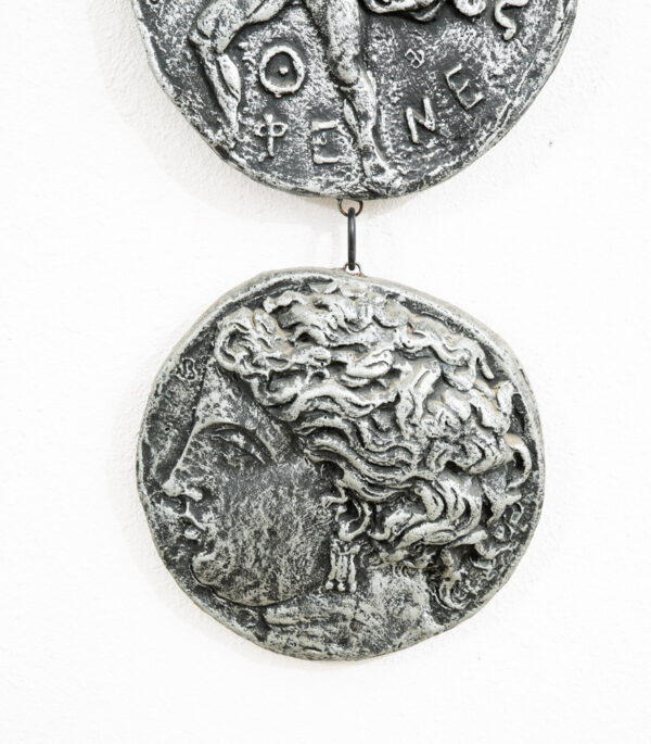 Mid Century Modern Wall Hanging Relief Greek Round Pegasus Pendant Art Plaques - Image 7