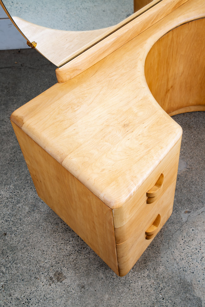 Mid Century Modern Vanity Dressing Table Heywood Wakefield Rio Round Mirror Mcm - Image 4