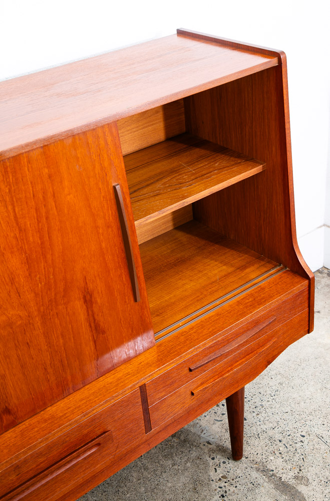 Mid Century Danish Modern Credenza Highboard Teak Wood 9 Drawers Bar Denmark Mcm - Image 6