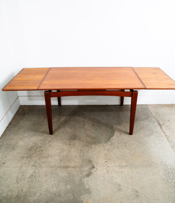 Mid Century Danish Modern Dining Table Teak Extension 2 Draw Leaf Denmark Mcm - Image 5