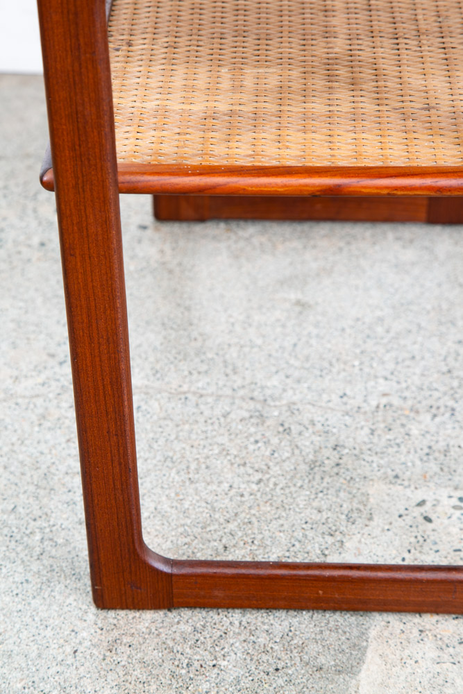 Mid Century Danish Modern Nightstand Table Side Teak Wood End Cane Shelf Denmark - Image 8