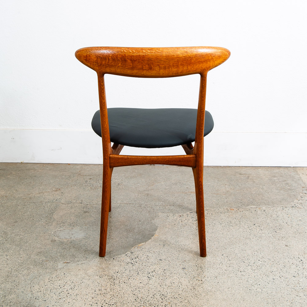 Mid Century Danish Modern Dining Chair Set Pair Two Kurt Ostervig Black Teak Oak - Image 6