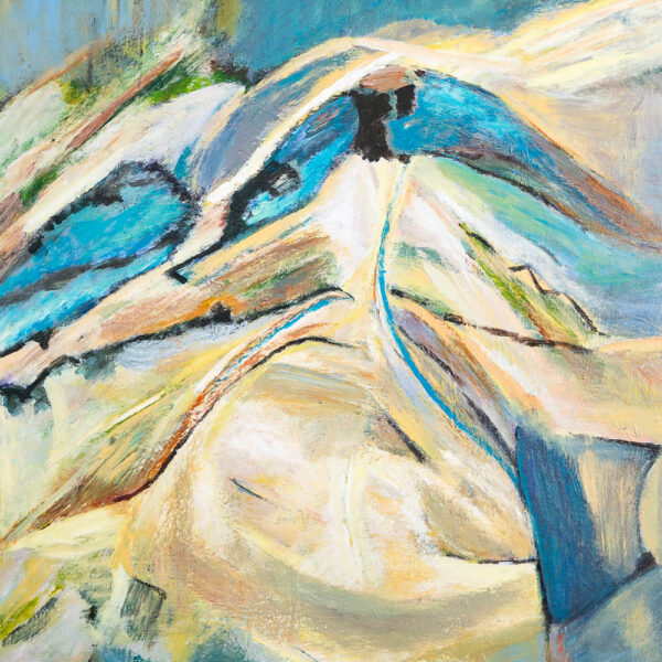 Mid Century Modern Abstract Figure Painting Original Art Blue Framed Signed - Image 8