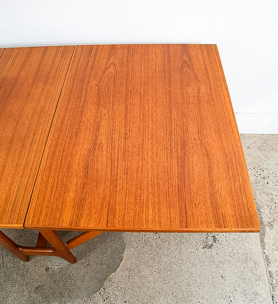 Mid Century Danish Modern Dining Table Drop Leaf Gate Leg Walnut Folding Teak Norway MCM - Image 10