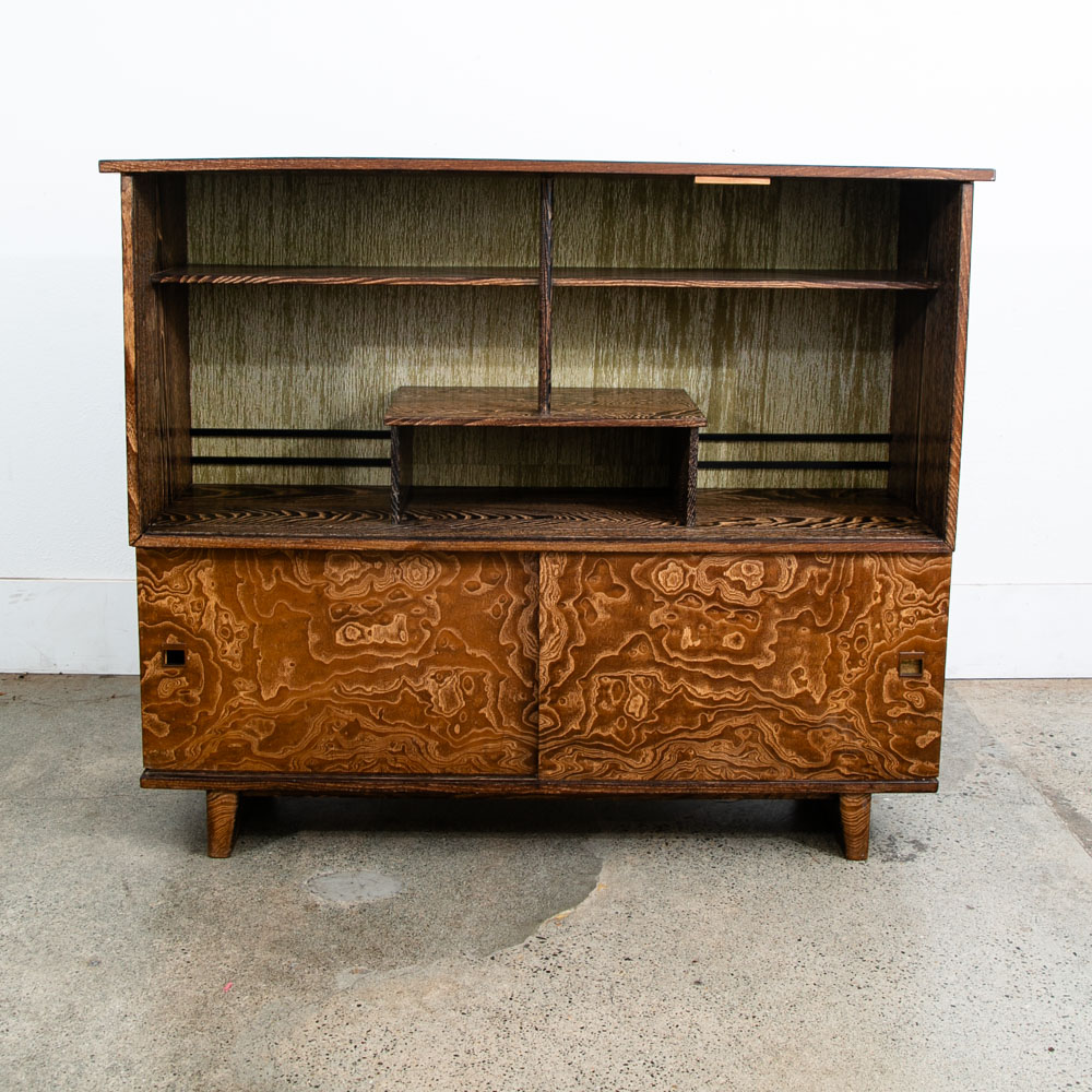 Vintage Cha Tansu Tea Cabinet Japanese Sliding Door Japan Custom Keyaki Wood - Image 2