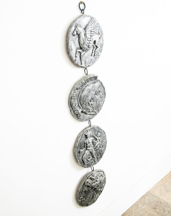 Mid Century Modern Wall Hanging Relief Greek Round Pegasus Pendant Art Plaques - Image 3
