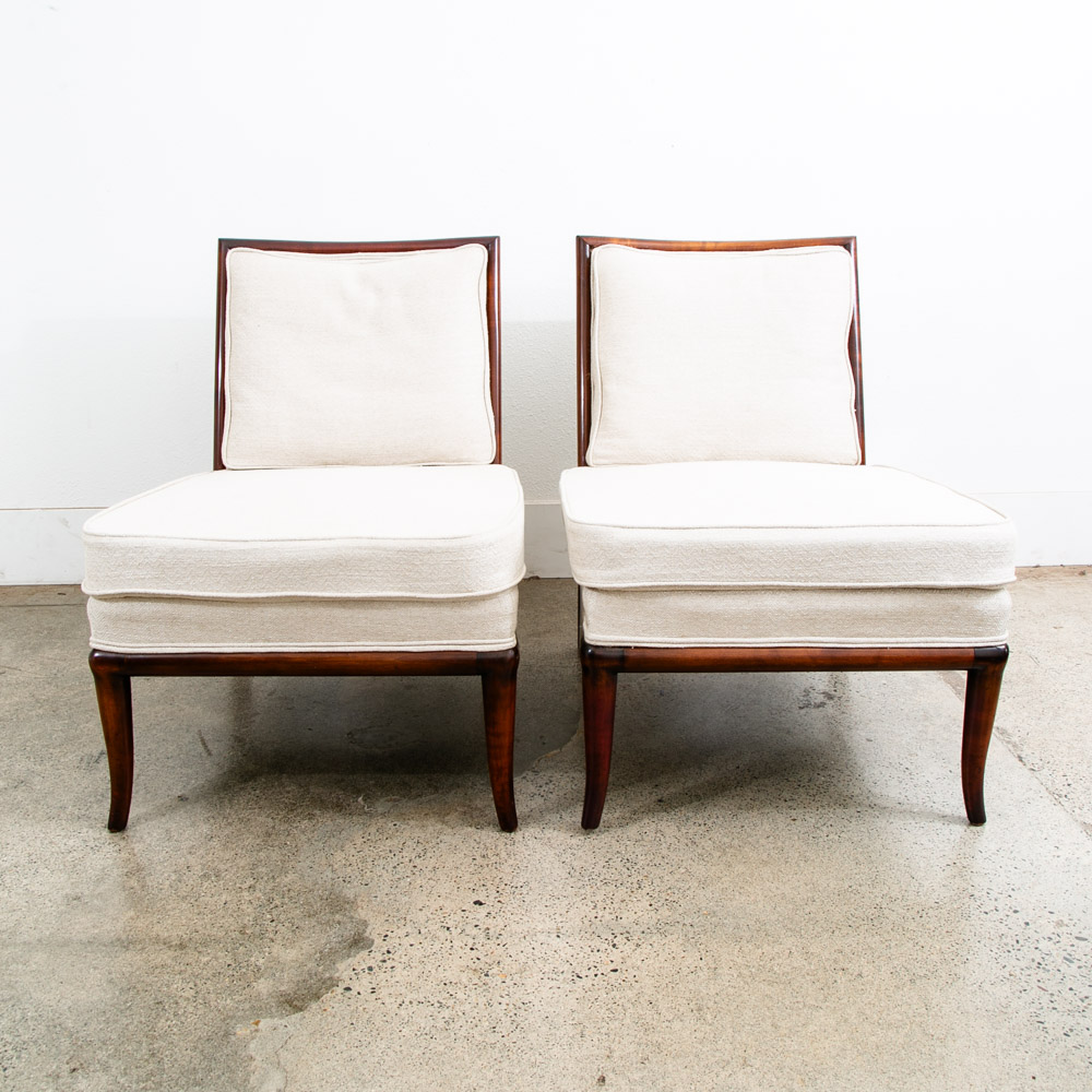 Mid Century Modern Lounge Chairs Slipper T.H. Robsjohn-Gibbings Widdicomb White - Image 3