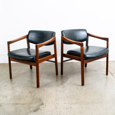 Mid Century Modern Dining Chairs Pair Solid Walnut Armchairs Captain Black Mcm
