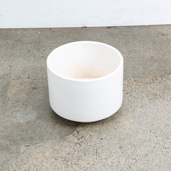 Mid Century Modern Planter White Gainey Ceramic Round Mcm 13.5" D Vintage Mcm - Image 2