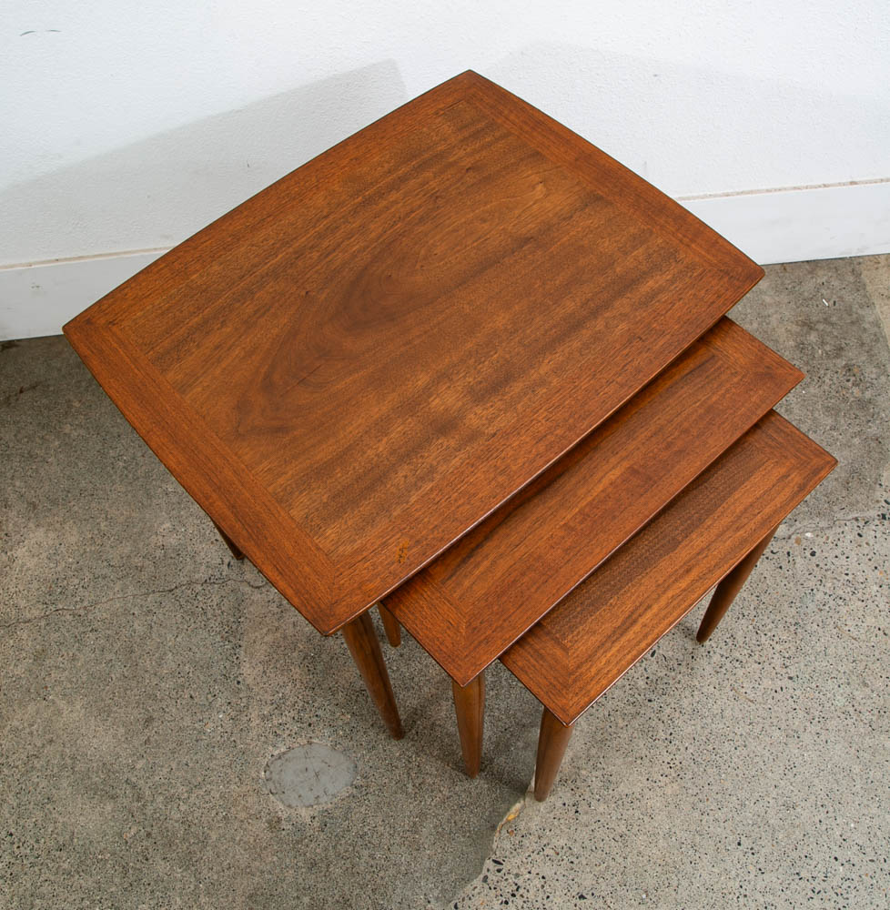 Mid Century Modern Nesting Tables Walnut Set 3 Heritage Henredon Vintage Three M - Image 2