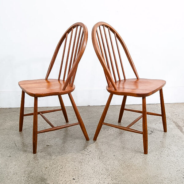 Mid Century Danish Modern Dining Chairs Set 4 Solid Teak Dark Wood Denmark Arms - Image 5