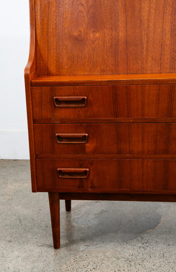 Mid Century Danish Modern Secretary Desk Bureau Denmark Teak Drawers Tibergaard - Image 11