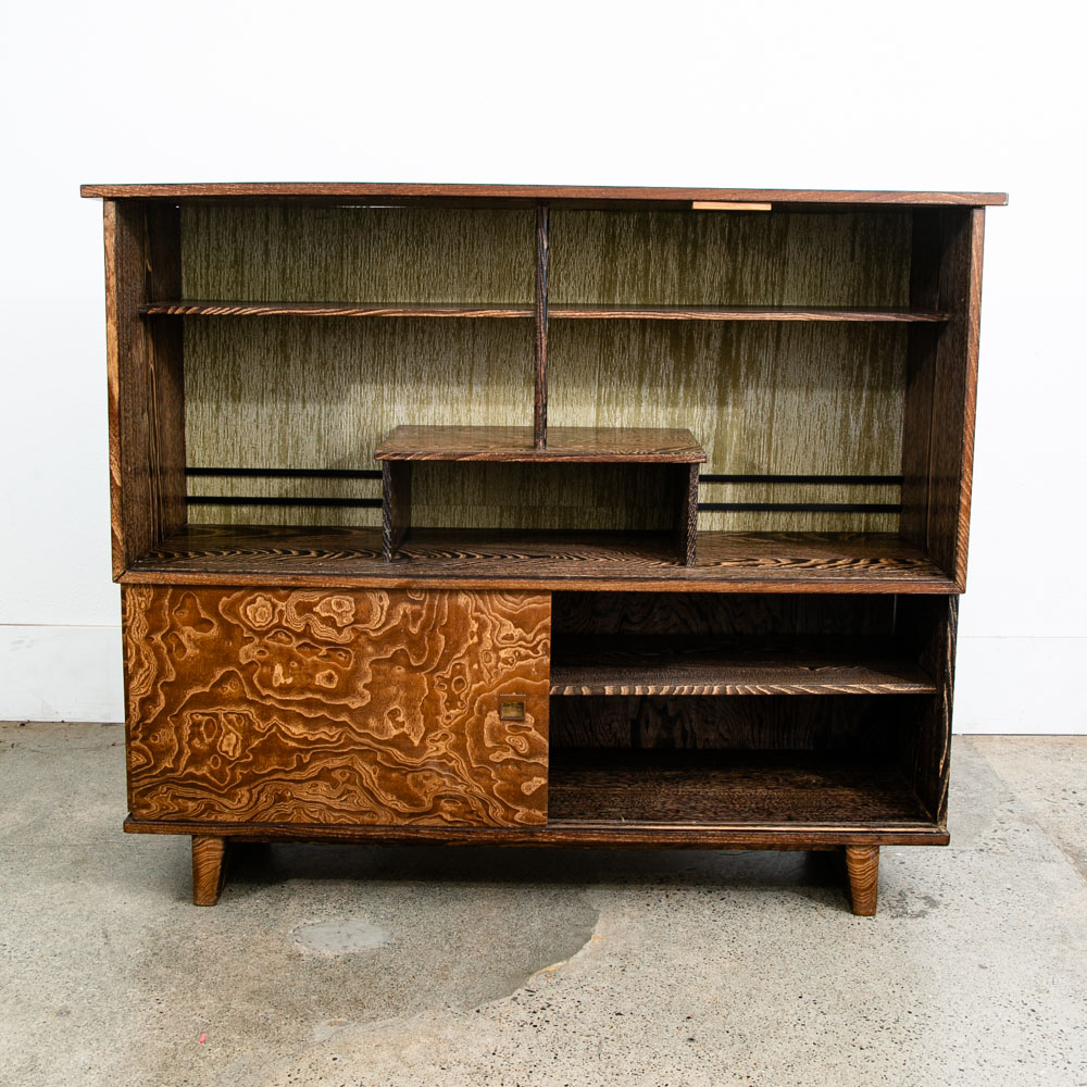 Vintage Cha Tansu Tea Cabinet Japanese Sliding Door Japan Custom Keyaki Wood - Image 3