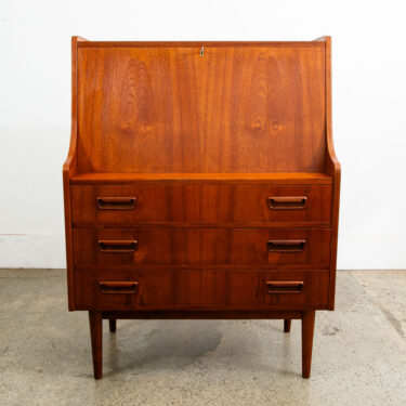 Mid Century Danish Modern Secretary Desk Bureau Denmark Teak Drawers Tibergaard