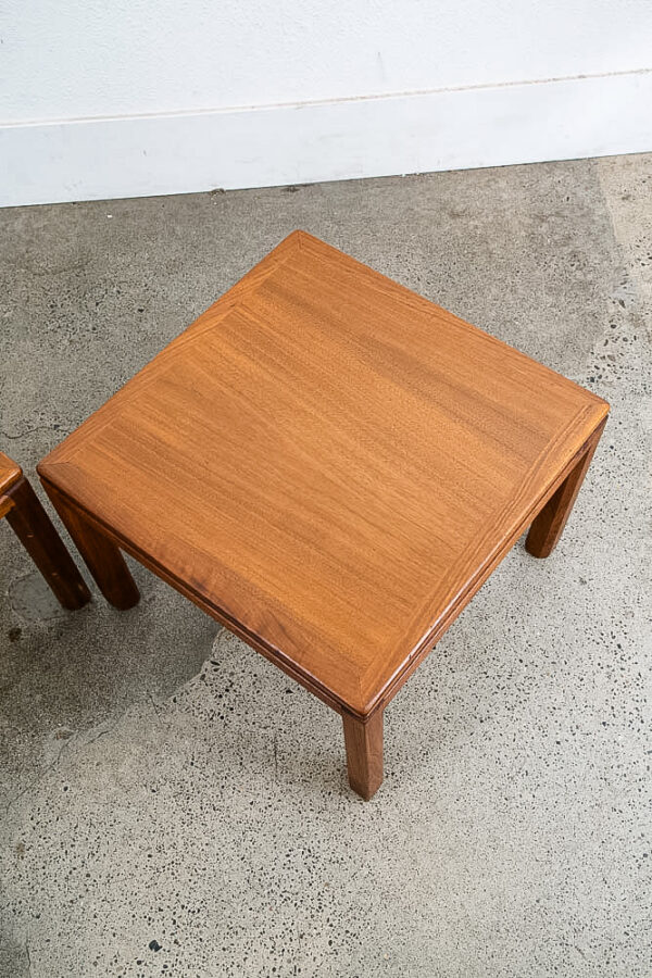Mid Century Danish Modern End Tables Side Square Walnut Low Cube Nightstands Mcm - Image 8