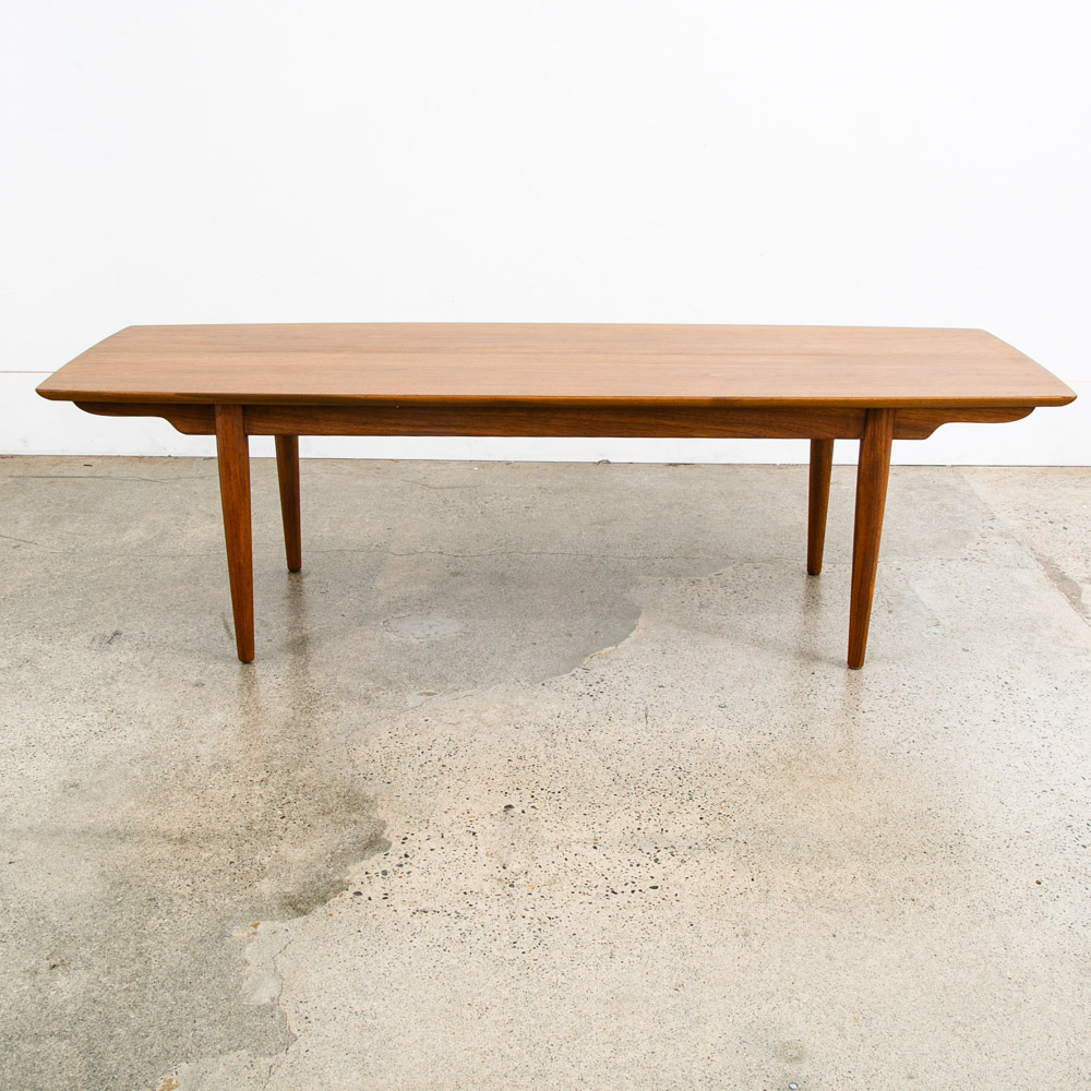 Mid Century Modern Coffee Table Walnut Heritage Henredon Vintage Surfboard Mcm - Image 4
