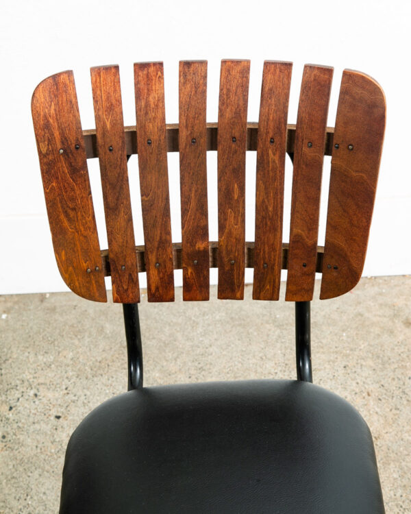Mid Century Modern Bar Stools Set 2 Black Swivel Wood American Vintage Umanoff - Image 11