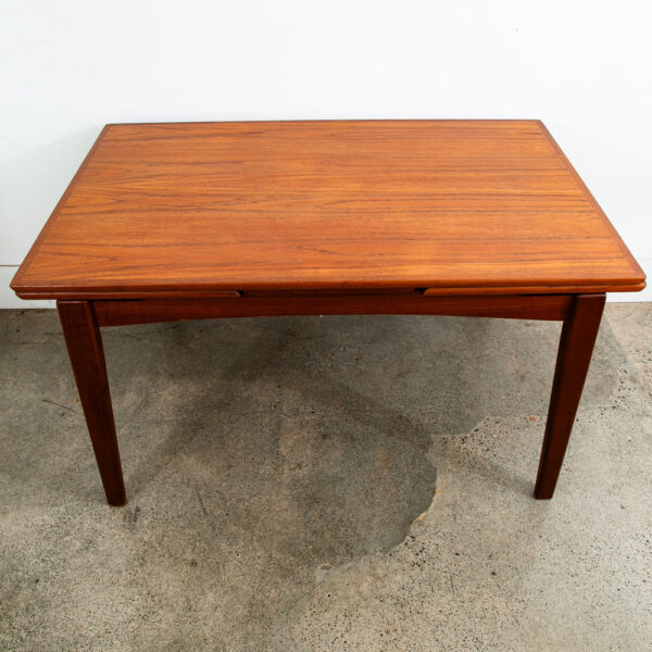 Mid Century Danish Modern Dining Table Teak Extension 2 Draw Leaf Denmark Mcm - Image 4