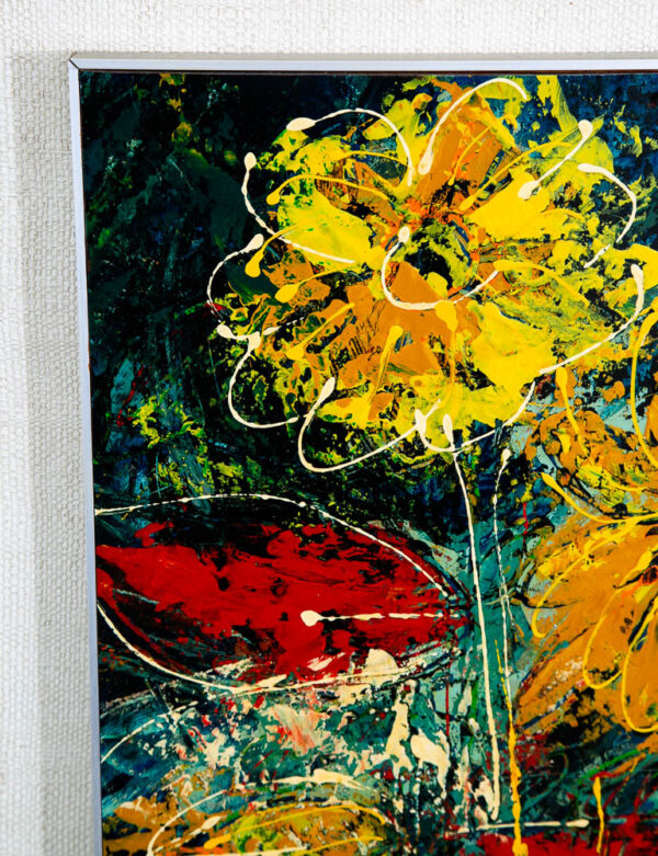 Mid Century Modern Painting Original Art Abstract Flowers Floral Colorful Signed - Image 6