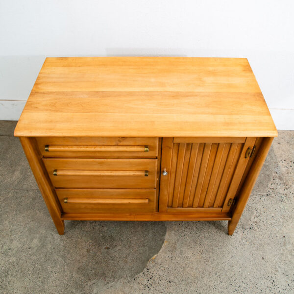 Mid Century Modern Credenza Cabinet Drawer Birch Blonde Door Storage Compact Mcm - Image 7
