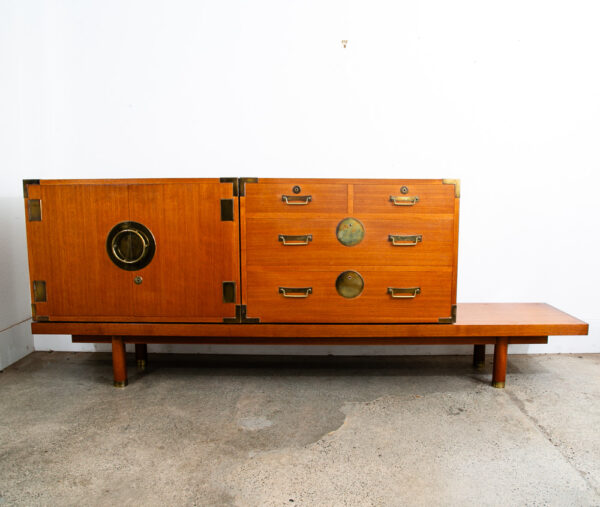 Mid Century Modern Credenza Bench Hutch Cabinet Dresser Teak Renzo Rutili Mcm - Image 4