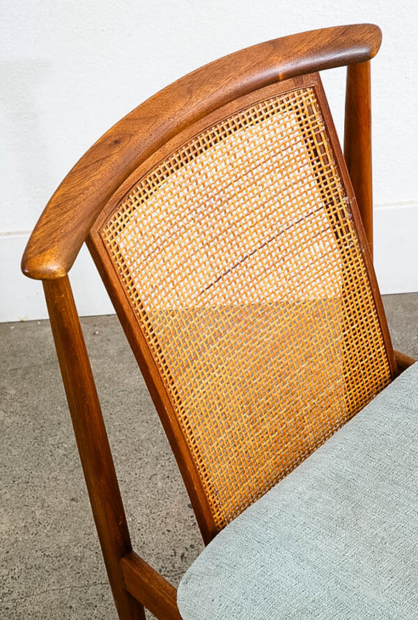 Mid Century Danish Modern Lounge Chair Folke Ohlsson Dux Sweden Cane Back Walnut - Image 8
