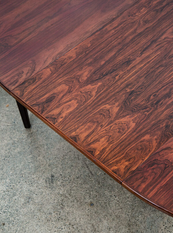 Mid Century Danish Modern Dining Table Oval Rosewood Extension x1 Denmark Round - Image 7