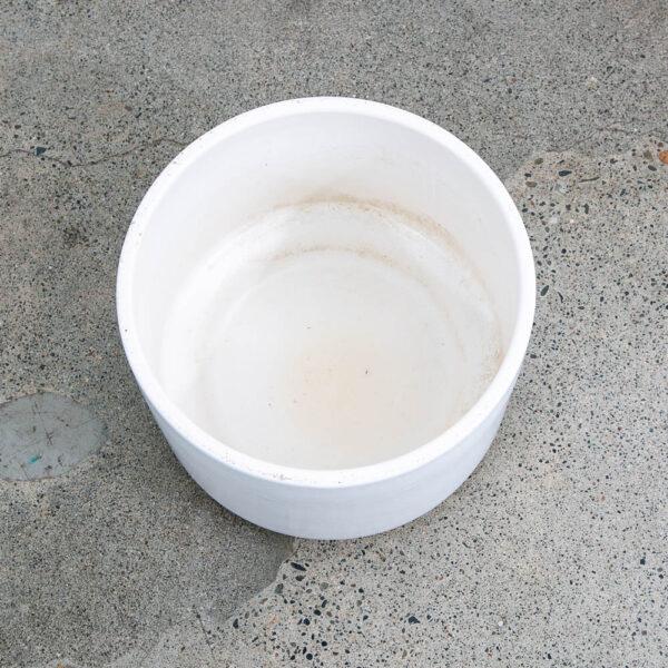 Mid Century Modern Planter White Gainey Ceramic Round Mcm 13.5" D Vintage Mcm - Image 8