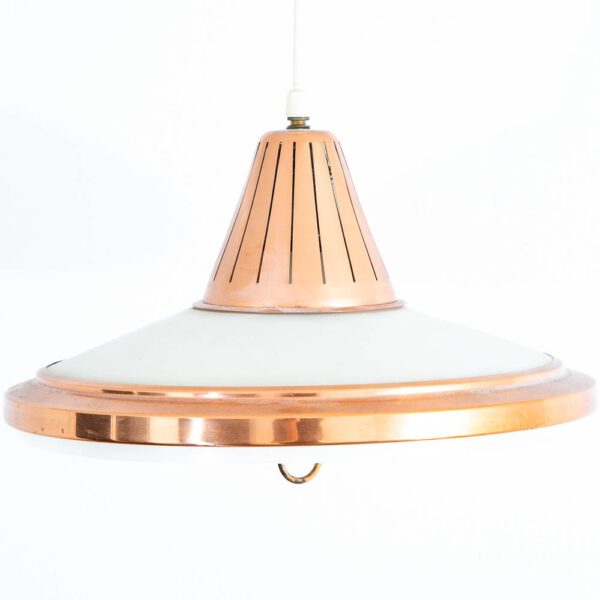 Mid Century Danish Modern Pendant Ceiling Lamp Light Copper Hanging Denmark Mcm - Image 8