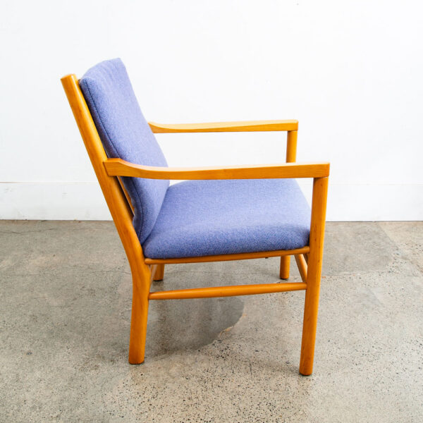 Mid Century Danish Modern Lounge chair Ole Erik Jorgensen Purple Fabric Wood Mcm - Image 2