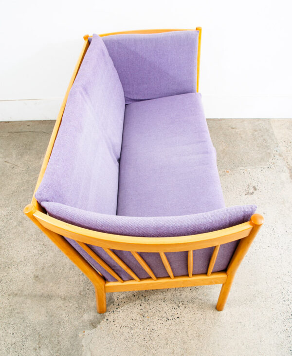 Mid Century Danish Modern Sofa Couch Erik Jorgensen Purple 2 Seat Denmark Wood - Image 4