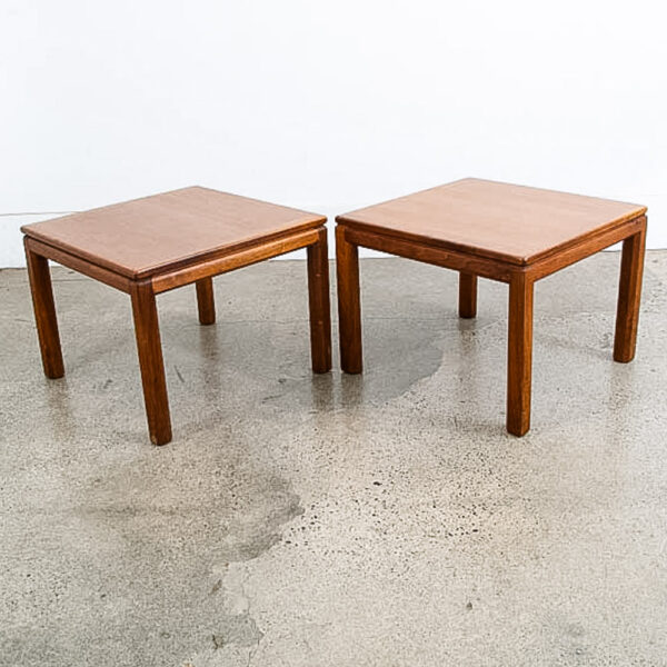 Mid Century Danish Modern End Tables Side Square Walnut Low Cube Nightstands Mcm - Image 3